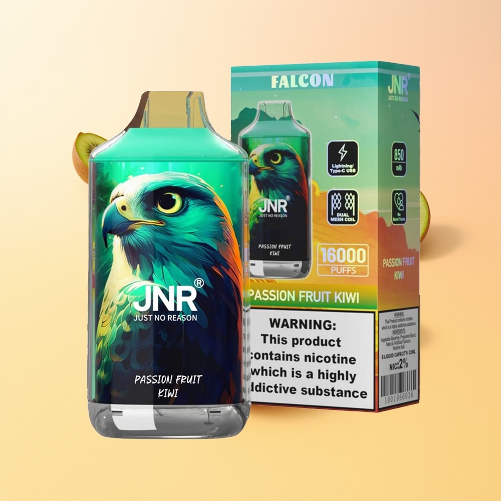 JNR Falcon 16000 Maracuyá Kiwi con Dual Mesh Coil