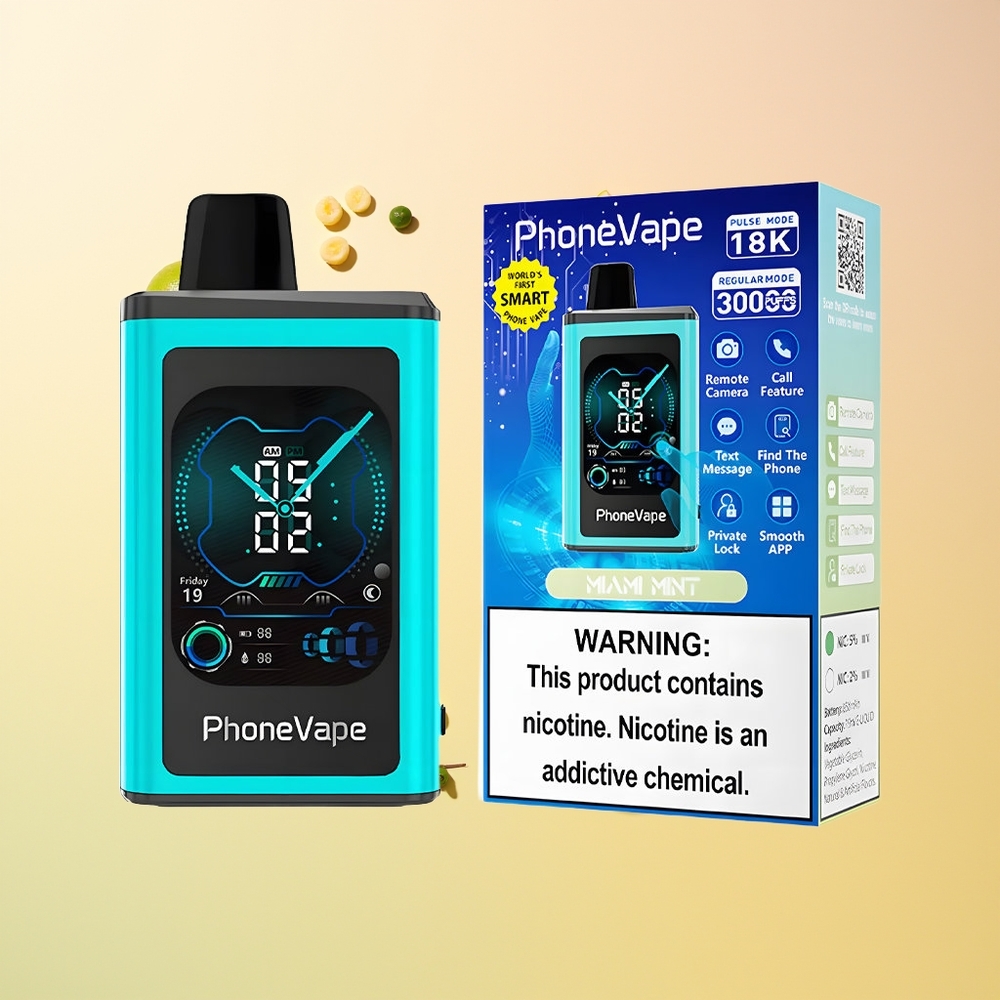 JNR PhoneVape 30000 Menta Miami Pantalla Completa