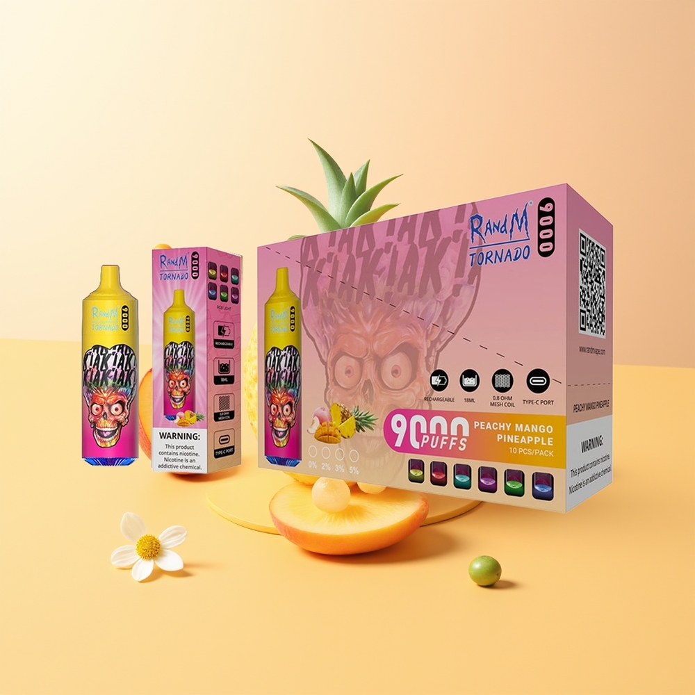 RandM Fumot Tornado 9000 Mango Piña Melocotón con Bobina de Malla