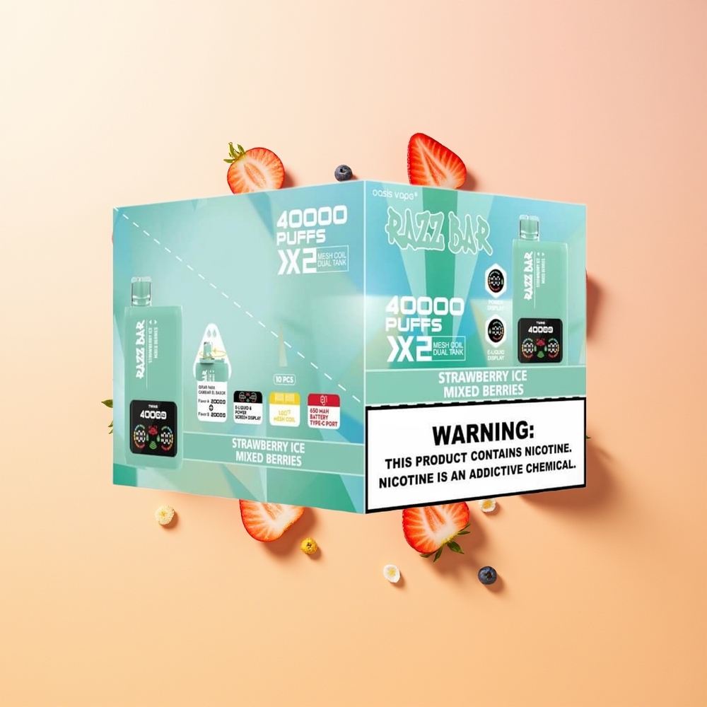 Razz Bar 40000 Helado de Fresa - Frutas Mixtas con Pantalla de Potencia
