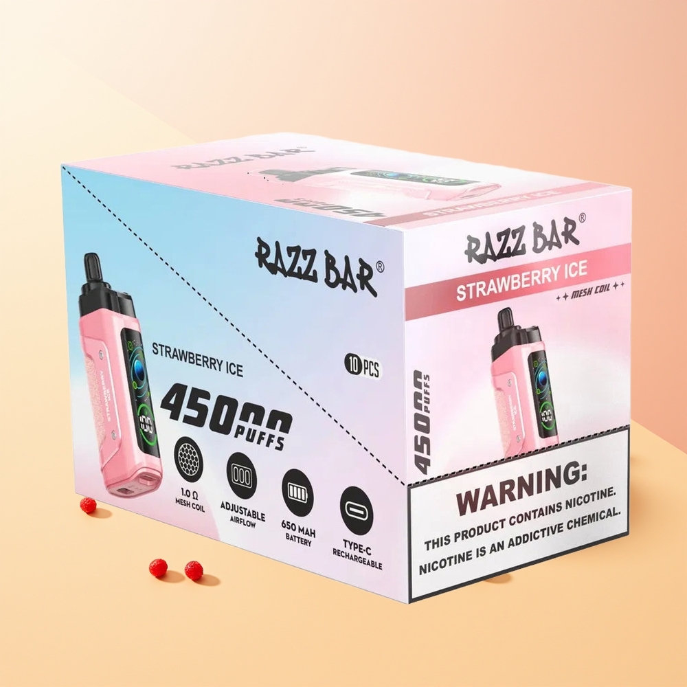 Razz Bar 45000 Helado de Fresa con Resistencia de Malla 1.0 Ohm