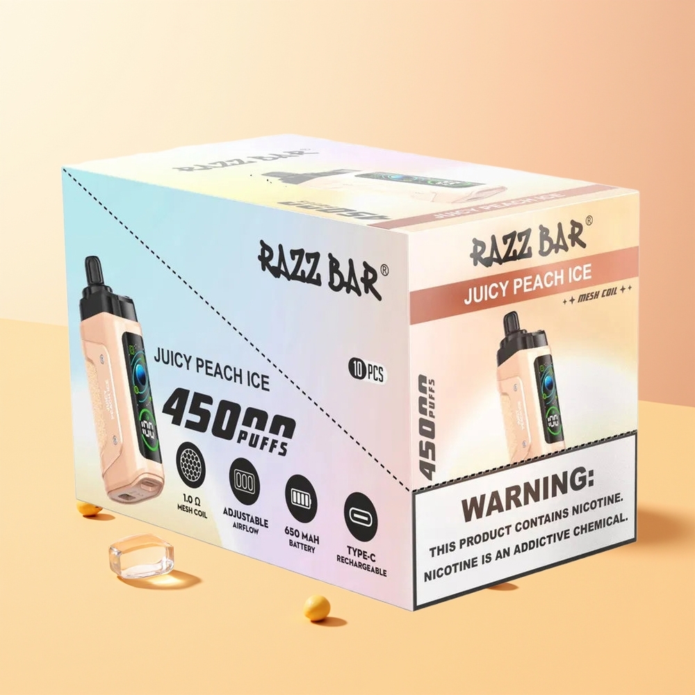 Razz Bar 45000 Melocotón Jugoso Hielo con Bobina de Malla 1.0 Ohm