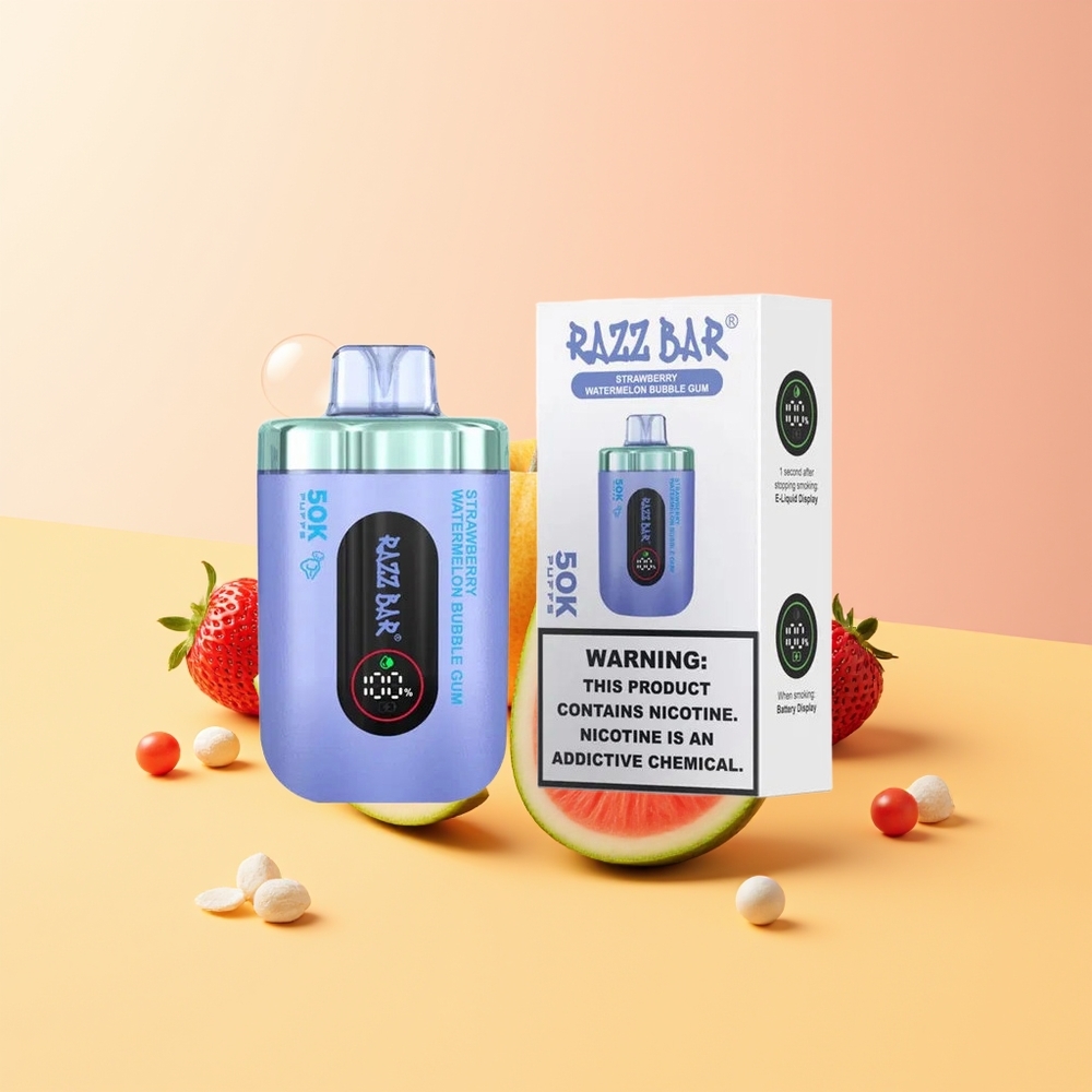 Razz Bar 50K Chicle de Burbujas Fresa Sandía Recargable Tipo-C