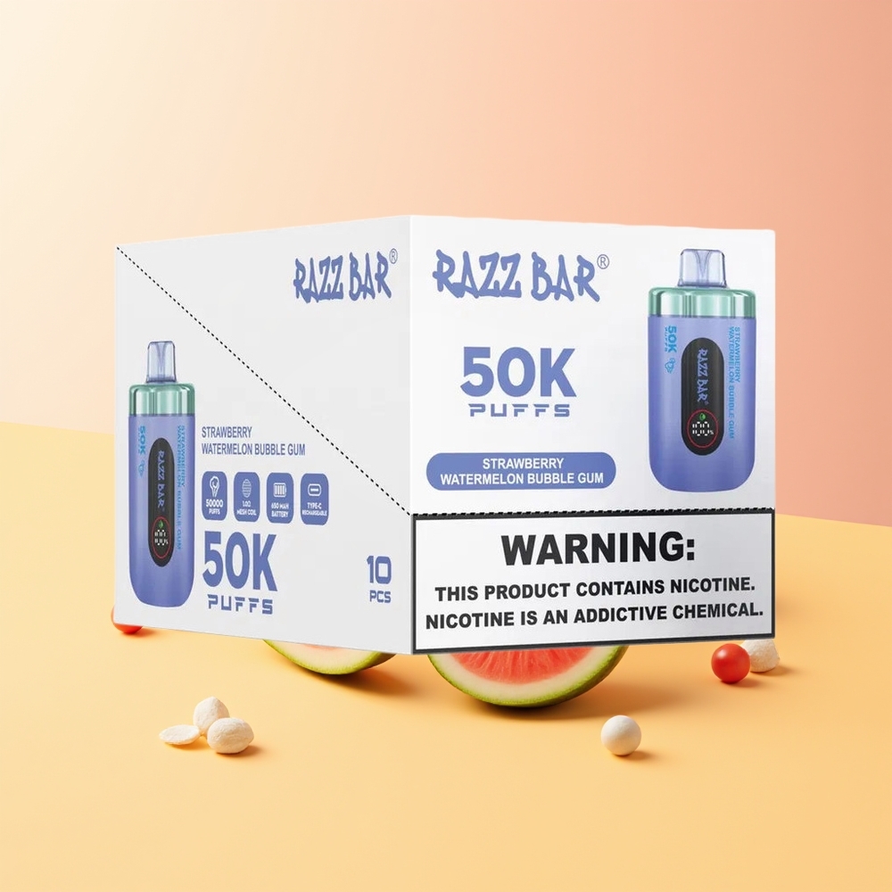 Razz Bar 50K Chicle de Burbujas Fresa Sandía Recargable Tipo-C